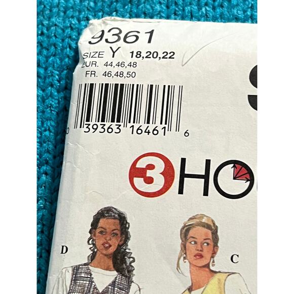 Simplicity 9361 Sewing pattern jacket vest 1990s size 18 20 22 - Picture 2 of 5